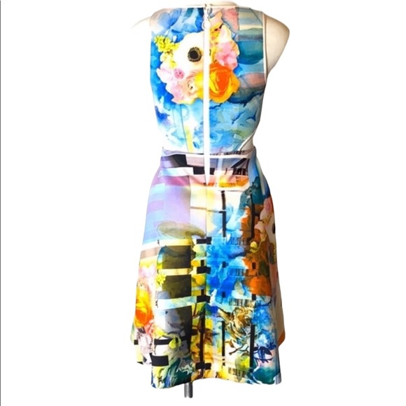 Clover Canyon Art Deco Floral Cut Out Neoprene Dress Size S - Picture 7 of 10